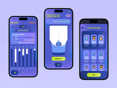 Water App with Gamification gamification graphic design product design ui ux water app