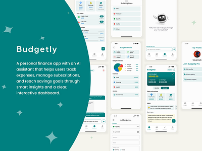 Budgetly – Smart Personal Finance App with AI Assistant ai assistant app design budeting app mobile app design personal finance prototyping ui ui design ui ux user experience design user interface design ux design