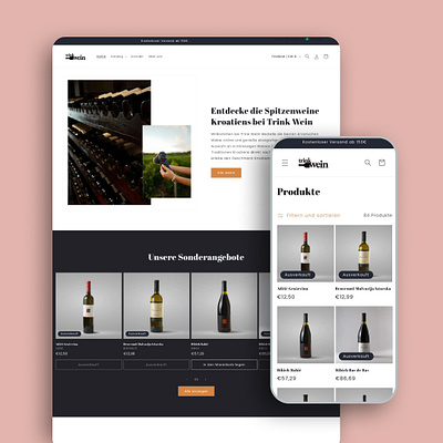 TrinkWein — Webshop, Visual Identity & Food‑Pairing Visuals business cards design graphic design shopify ui ux webshop