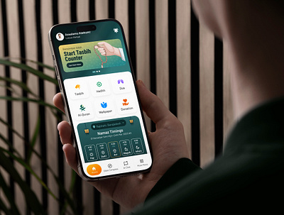 Jazakallah - Prayer App UI al quran app ui application design interaction design interface design islamic app minimal design mobile app mobile application prayer app quran sea green trending uiux user interface visual design