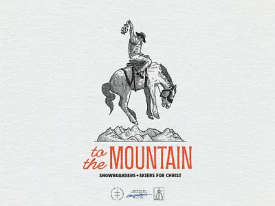 Snowboarders & Skiers for Christ Apparel Graphic black and white brand design brand identity branding branding design cowboy hand drawn horse identity design illustration illustrator lettering logo logo design mountain nature rider type vintage visual identity