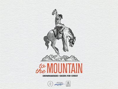 Snowboarders & Skiers for Christ Apparel Graphic black and white brand design brand identity branding branding design cowboy hand drawn horse identity design illustration illustrator lettering logo logo design mountain nature rider type vintage visual identity
