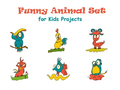 Funny Animal Set – Kids Illustration cartoon character character design children illustration colorful design concept art flat illustration fun design funny characters illustration kids branding kids illustration merch design mockup illustration mouse design vector vector animals vector art vector illustration