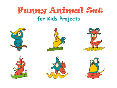 Funny Animal Set – Kids Illustration cartoon character character design children illustration colorful design concept art flat illustration fun design funny characters illustration kids branding kids illustration merch design mockup illustration mouse design vector vector animals vector art vector illustration
