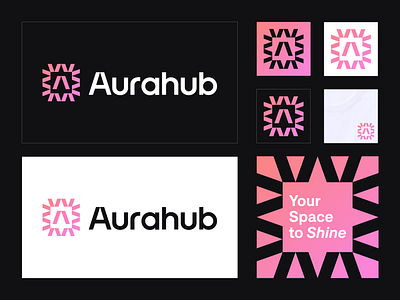 Aurahub a a logo abstract animation aura aurahub branding identity logo logo design logo designer modern modern logos shine startup logo symbol tech technology