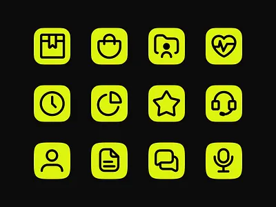 Icon Library for Oliwio – UX/UI, Dark Mode, Line Work bold brand identity branding and identity design system graphic design icon designer icon pack icon set icon system iconography icons illustration line line icons simple ui ux visual identity web design website icons