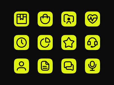 Icon Library for Oliwio – UX/UI, Dark Mode, Line Work bold brand identity branding and identity design system graphic design icon designer icon pack icon set icon system iconography icons illustration line line icons simple ui ux visual identity web design website icons