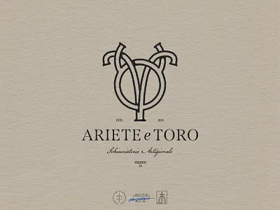 Ariete e Toro Secondary Logo aries astrology brand design brand identity branding branding design bull clean hand drawn identity design logo logo design minimal modern monogram ram simple taurus vintage visual identity