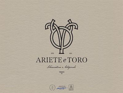 Ariete e Toro Secondary Logo aries astrology brand design brand identity branding branding design bull clean hand drawn identity design logo logo design minimal modern monogram ram simple taurus vintage visual identity