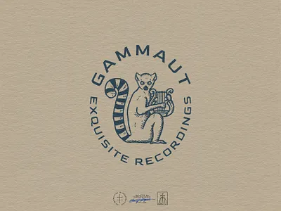 Gammaut Badge Logo animal badge brand design brand identity branding branding design classic emblem hand drawn identity design illustration lemur logo logo design lyre mascot music vintage visual identity