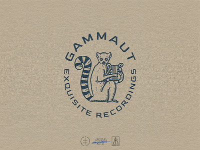 Gammaut Badge Logo animal badge brand design brand identity branding branding design classic emblem hand drawn identity design illustration lemur logo logo design lyre mascot music vintage visual identity