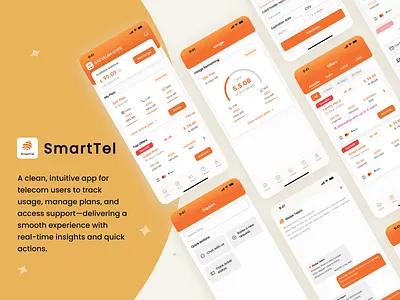 SmartTel — Seamless Telecom Experience in Your Pocket app design branding mobile app design modern ui prototyping telecom app telecom ui ui design ui ux user experience user interface design ux design