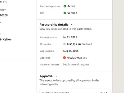 Partnership Details approval approver block dashboard details kyb management partner partnership request status ui user interface ux