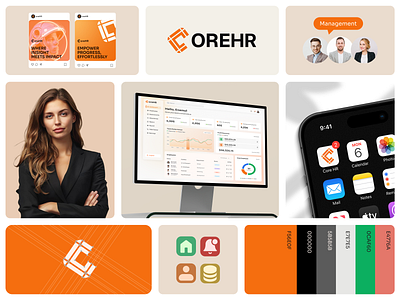 CoreHR – Modern & Minimal HR SaaS Branding UI Concept brand guideline brand identy brand visual branding clean ui colorpalette dashboard design dribbble showcase hr branding logo logo book minimal design modern ui product design saas branding saas landing page saas ui user interface visual brand web dashboard