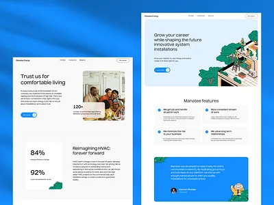 Landing Page Screens - Manatee Energy animation app design branding design design studio graphic design illustration interface mobile mobile design motion graphics product design ui ux webdesign website design website development