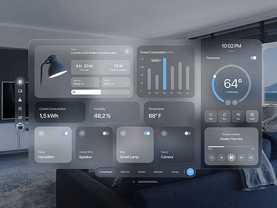 Smart Home Dashboard - Glassmorphism UI automation clean dashboard dashboard ui data data visualization design glassmorphism home automation modern modern ui motion graphics smart home ui ui design ux ux design