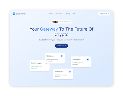 Crypto Platform landing page blockchain crypto finance nft webpage