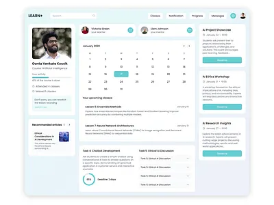 LEARN+ - Skill Learning platform dashboard upskill