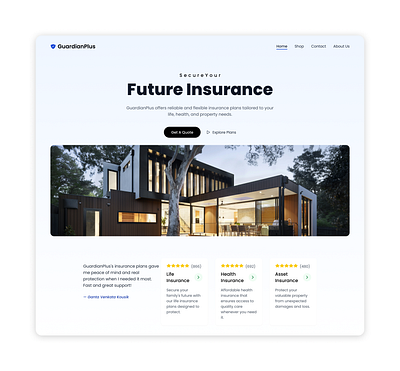 Insurance platform landing page design finance