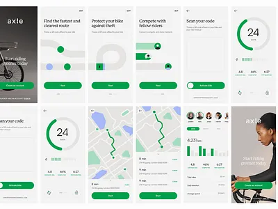 Axle - Green Commute & Bike Tracking App app features application axle axle app bike tracking bike tracking app charts clean green green commute infographics mobile ui motion graphics tracker tracking app ui ui design ux ux design ux ui