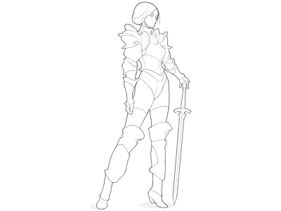 knight armor black and white character character design comic concept conceptart details drawing fantasy illustration knight line minimal monochrome pencil simple sword warrior