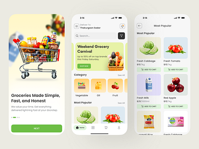 Grocery - Online Shopping App Design c commerce ui e commerce e commerce app grocery app grocery e commerce grocery mobile app modern app modern app design online shop online shopping uidesign uiux uxdesign