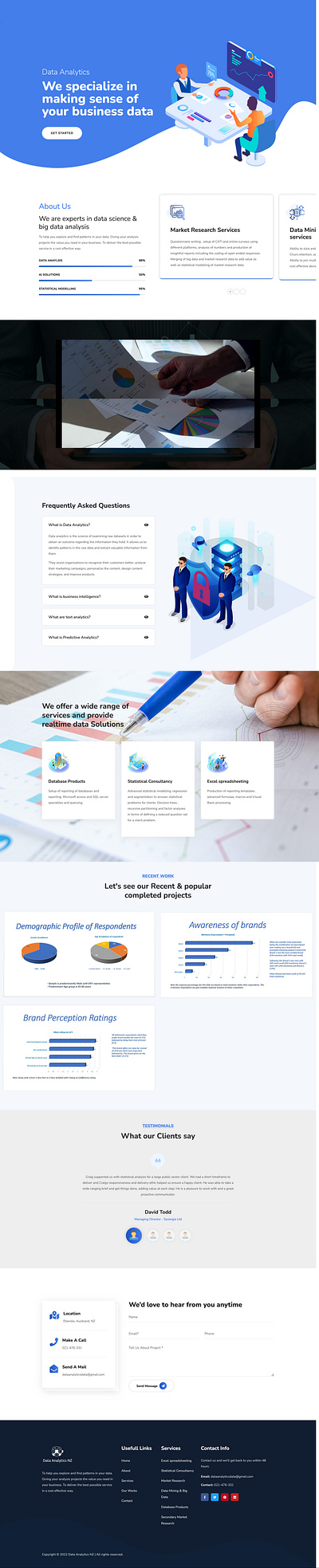 Data Analytics branding graphic design landing page ui website