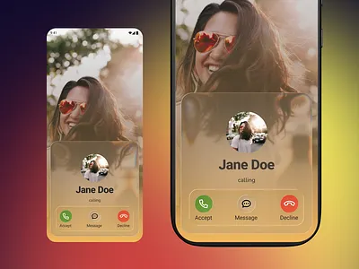 Android Glass Call-in Screen glass glassmorphism graphic design ui