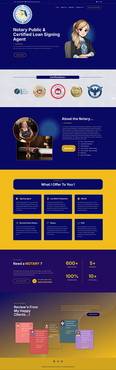 Nature Coast Notary design graphic design landing page website