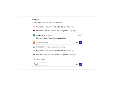 Activity Feed Component activity advanced app card component dashboard feed history log product status timeline update