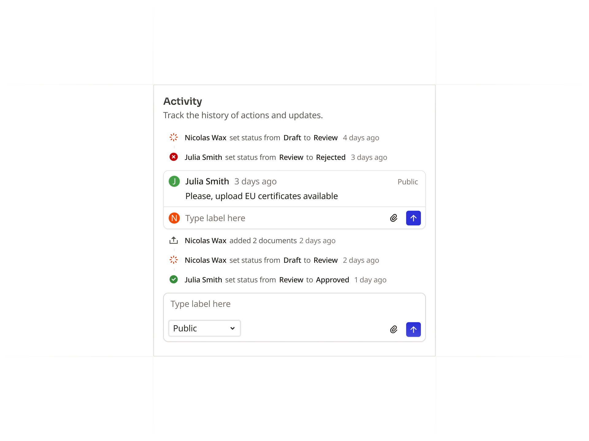 Example of Activity Feed Component