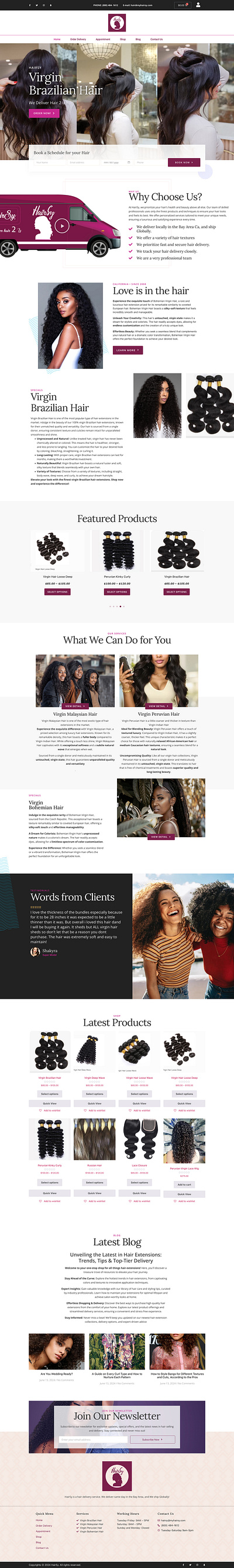 HairSy graphic design landing page web design website