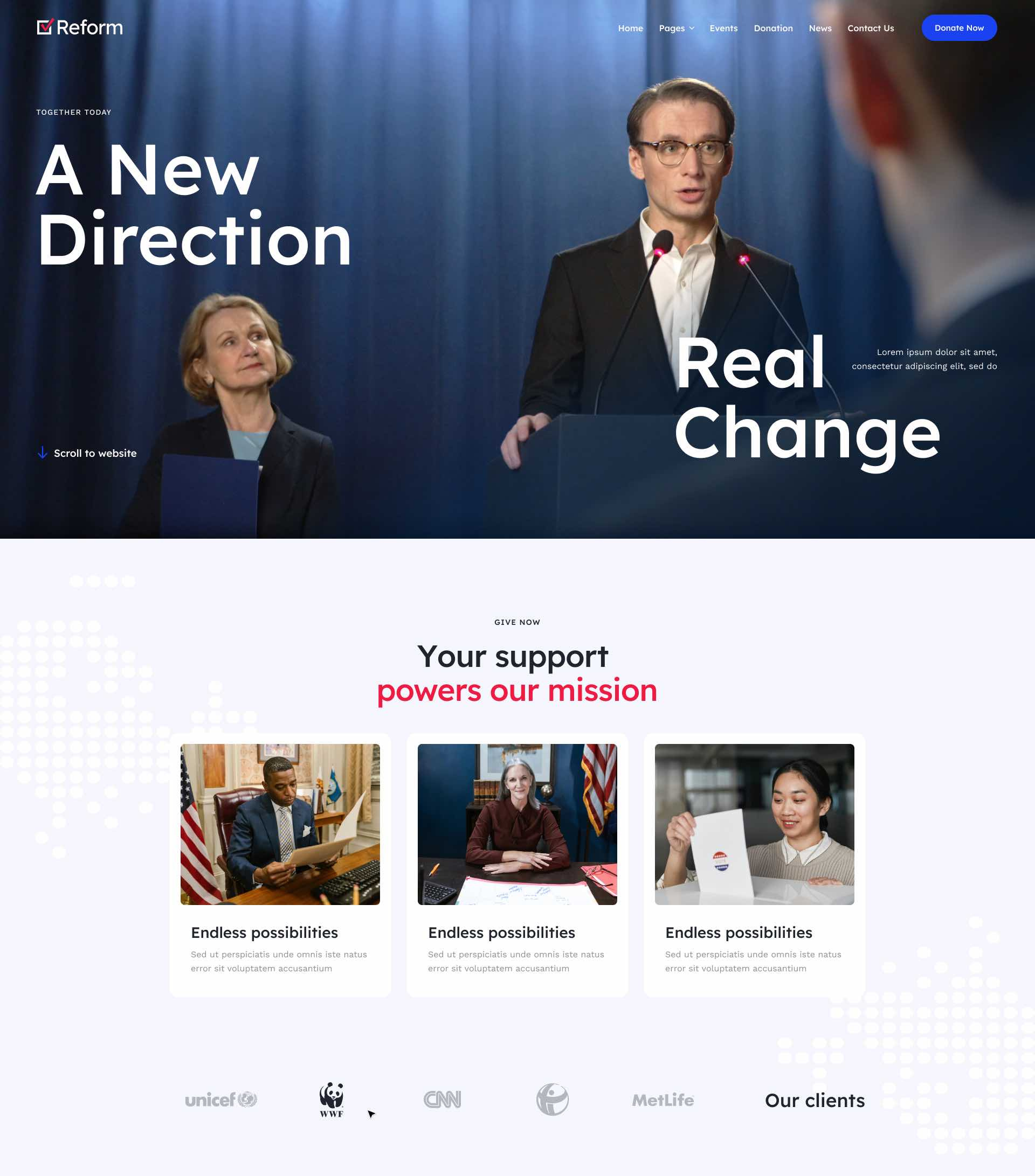 Reform — Political Campaign & Government WordPress Theme design illustration ui web design web development webdesign woocommerce wordpress wordpress theme wordpress themes