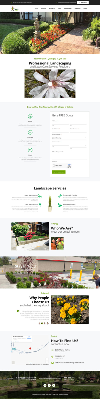 Chuck's Landscaping & Lawn Care graphic design landing page web design website