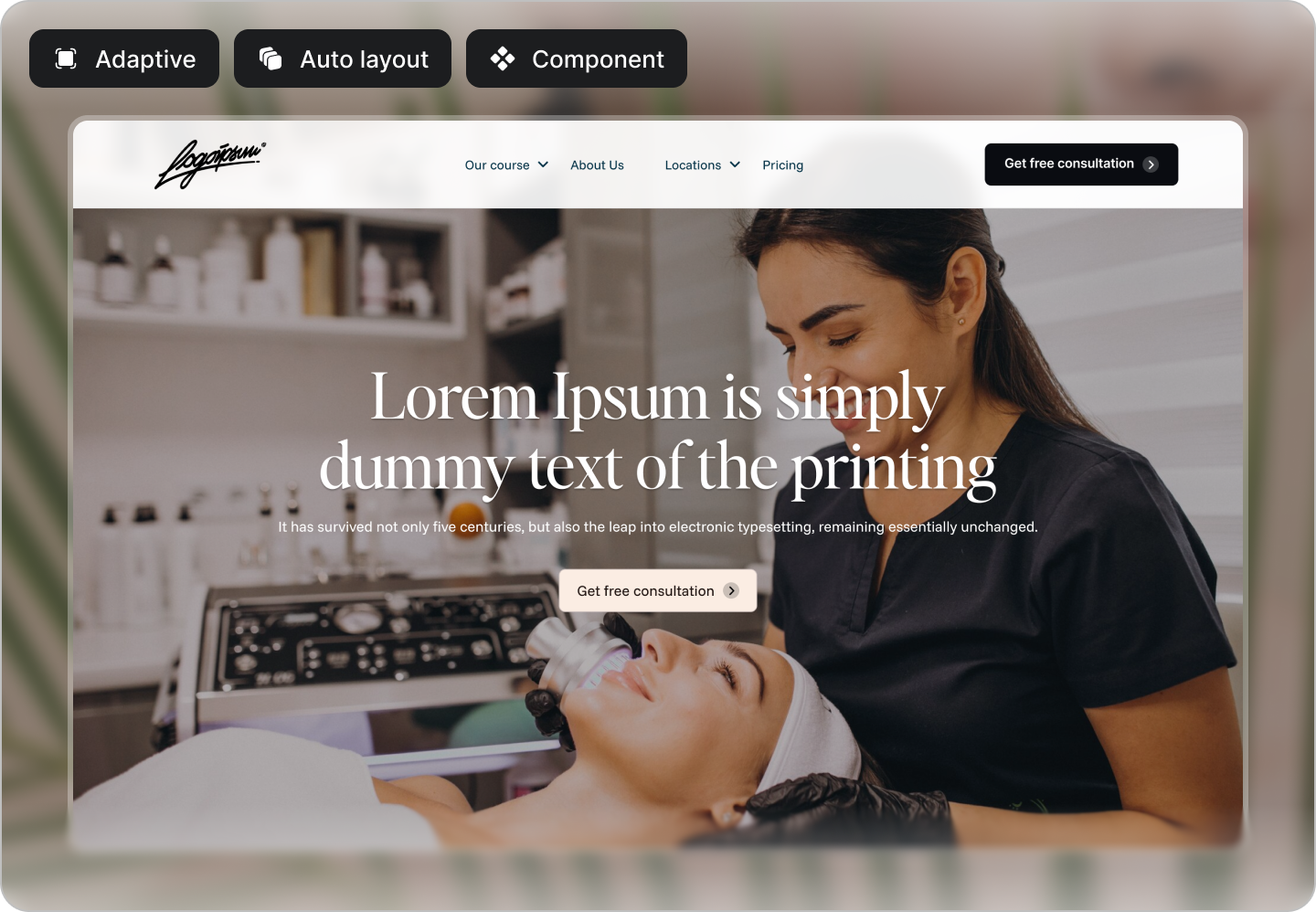 Hero section beauty service. adaptive beauty service components copy to figma dashboard figma figma design figma section graphic design hero section uiblockify