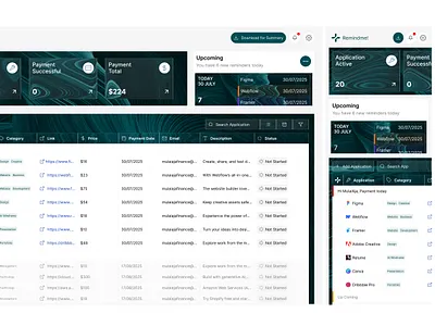 Remindme ! Dashboard app application save clean dashboard design effect glass exploration glasses management notification payment remind reminders tools tools integration ui uidesign uiuxdesign web website