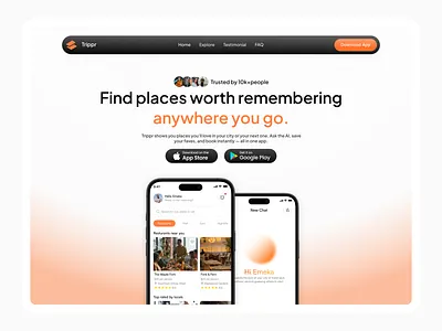 Trippr — Landing Page design homepage landingpage travel travelwebsite ui ui design website