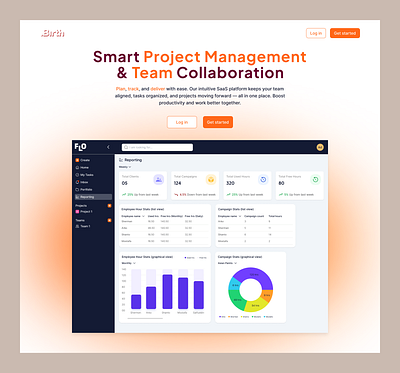 FLO —Project Management Dashboard with Built-in Time Tracking billing dashboard hour tracking project management saas time tracking