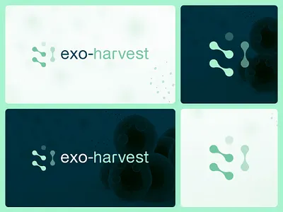 Exo-Harvest Brand Logo 3 bio biology brand brand identity branding clean dark graphic design green logo mint science simple tech visual identity