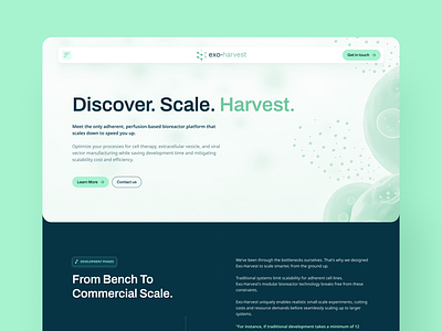 Exo-Harvest Homepage clean ui website