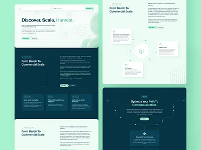 Exo-Harvest Website bio biology biotech branding clean cool dark green landing page minimal mint science ui ux web web design website