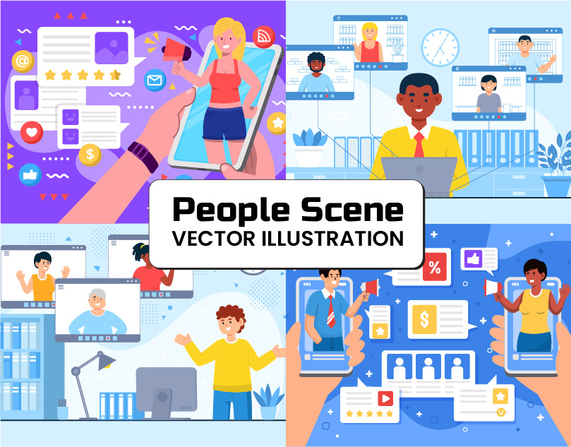 People Scene Vector Illustration 2d flat graphic design illustration vector vector artwork