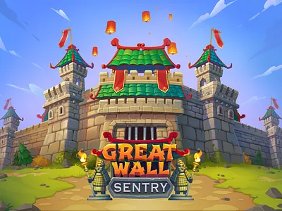 Great Wall Sentry - Mobile Game Logo Design digital logo gambling logo game banner game cover game logo game logo design game logos games logo gaming gaming cover gaming logo great wall logo logo design logotype mobile game logo slot logo