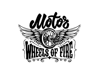 Wheels of Fire. Design with Winged Wheel design for t shirt logo design motor poster design racing winged wheel