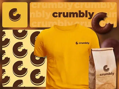 Crumbly Logo Design bakery biscuit brand identity branding cake chocolate concept cookies design donut graphic design illustrator logo logo design minimal monogram negative space playful startup sweet