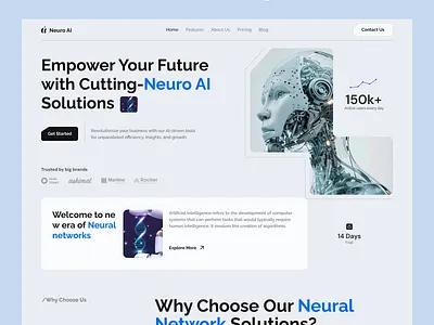 Neuro AI Website High-Converting SaaS Landing Page ux ui design ai bot ai chatbot ai website ai website design aidesign aiux app design artificialintelligence design futuretech futuristicui graphic design istie iftear landing page neuralnetwork neuroai saas design saas website ui website