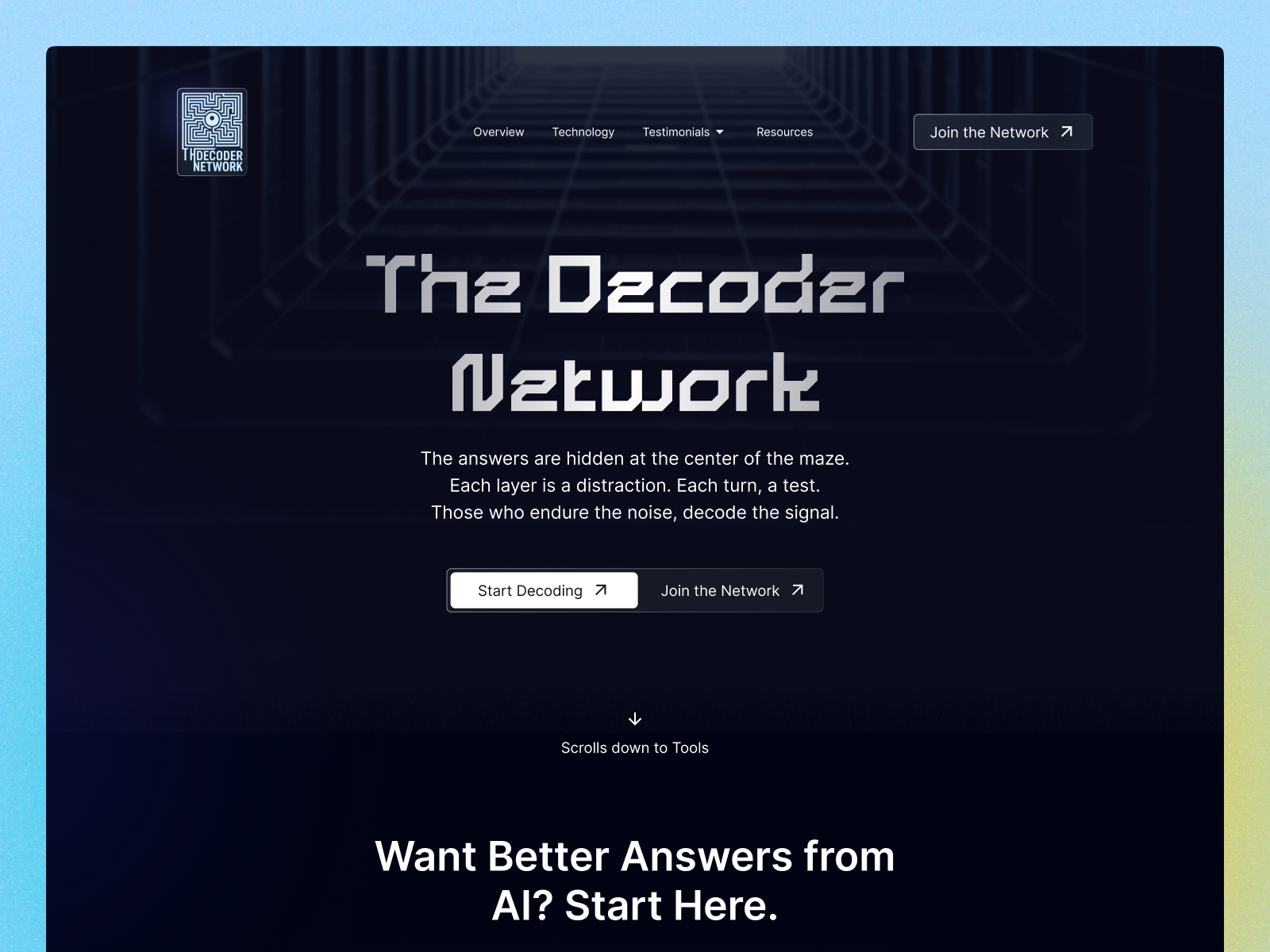 Decoder Network AI Landing Website Design ai apps business dashboard figma landing page nft ui user interface web website