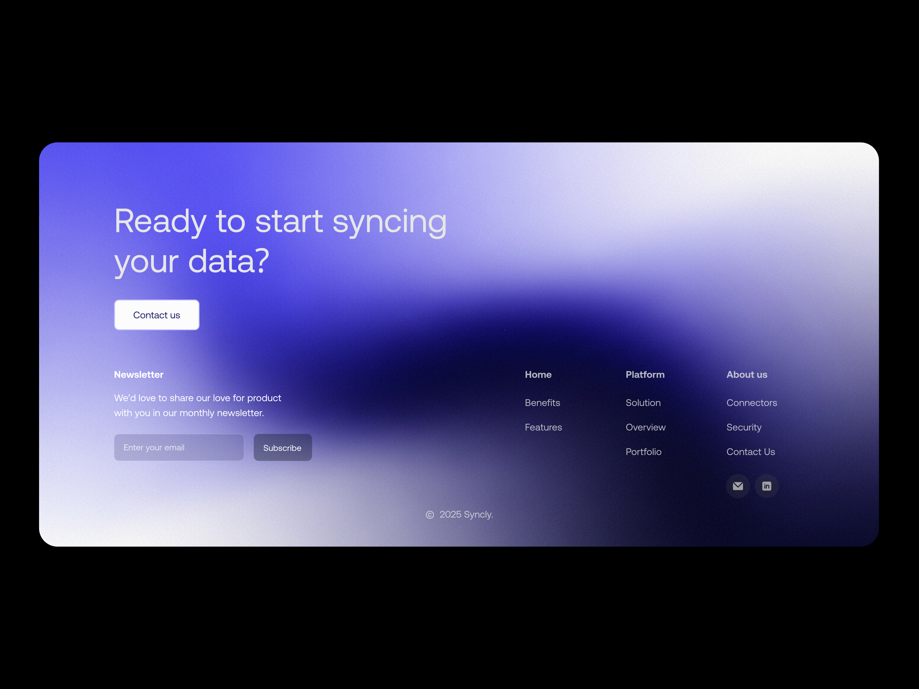 Syncly.io Footer Design design designer figma footer gradient ui uiux web app web design