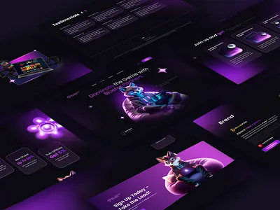 Bluefox Partners — iGaming Affiliate Landing with Character & Vi bettingdesign darkmode neondesign gradientui darkui figma futuristicdesign glowingui homepage onlinecasino photoshop uxdesign websitedesign