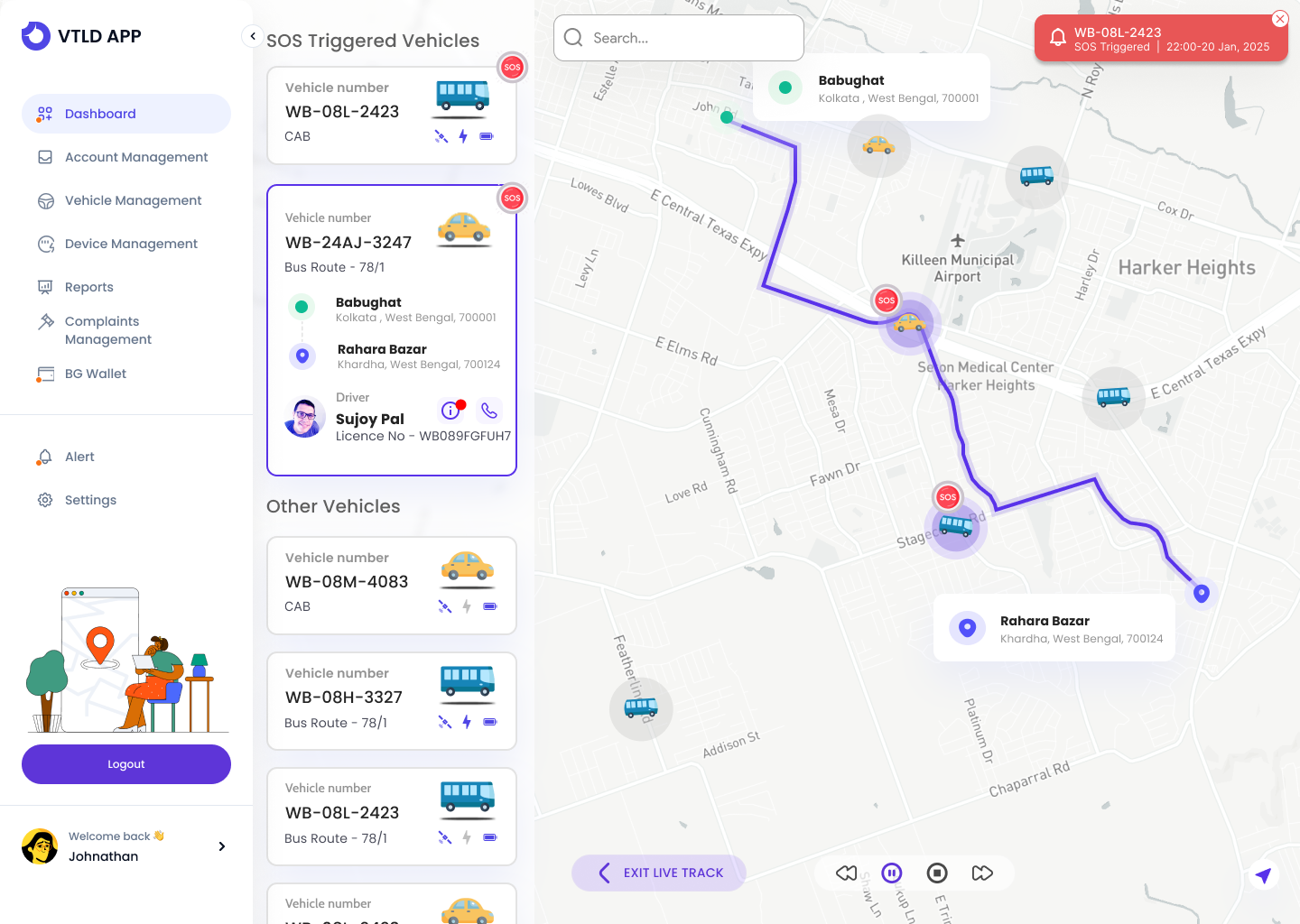 VTLD – Vehicle Trip & Live Tracking figma tracking app ui ux vltd website